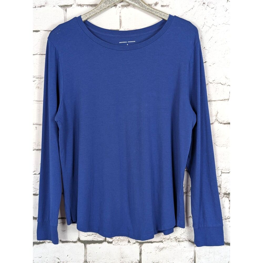UNIVERSAL STANDARD Long-Sleeve Tee Cobalt Blue Soft Pima Cotton Medium (2X)